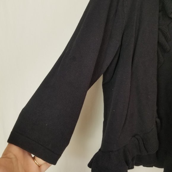 Style&Co  black 3/4 sleeve ruffle cardigan women's size Medium Petite (5… - Picture 7 of 10